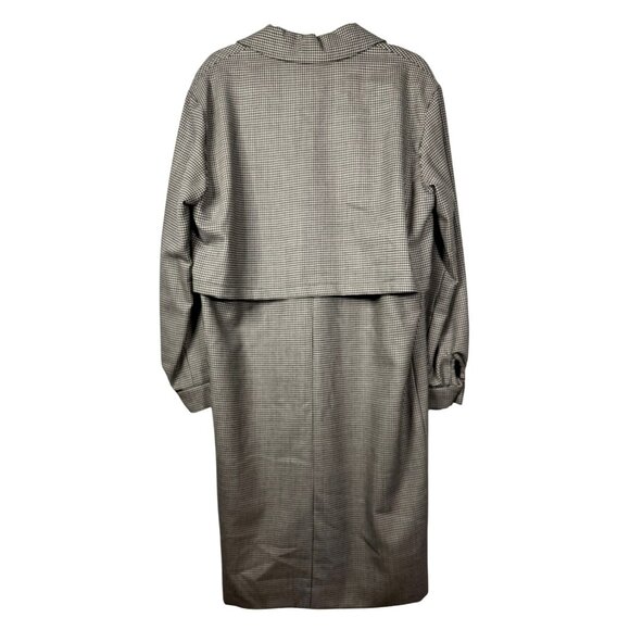 Custom Tailored By Harlan Houndstooth Duster Sz 14 Medusa Buttons Classic Preppy - Picture 3 of 8